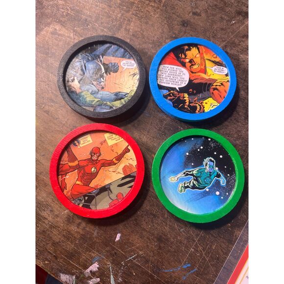 DC Comic Coasters Superman Batman Flash Green Lantern - Picture 1 of 5